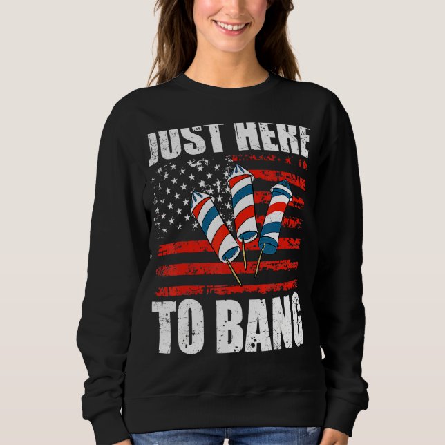 Fjärde juli 4 juli är jag bara här för att bang t shirt (Framsida)