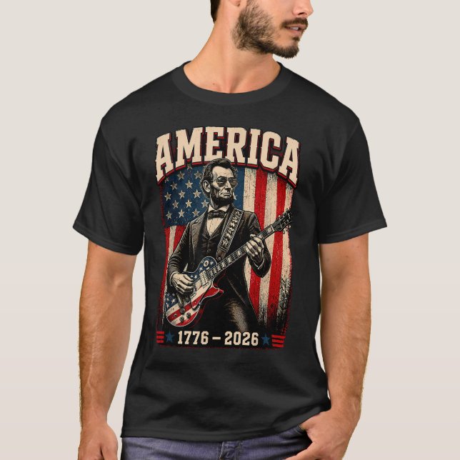 Fjärde Juli Abe Lincoln spelar T Shirt (Framsida)