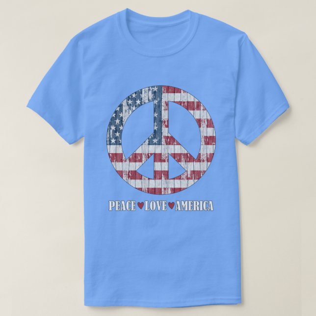 Fjärde juli: American Flagga Peace TShirt T Shirt (Design framsida)