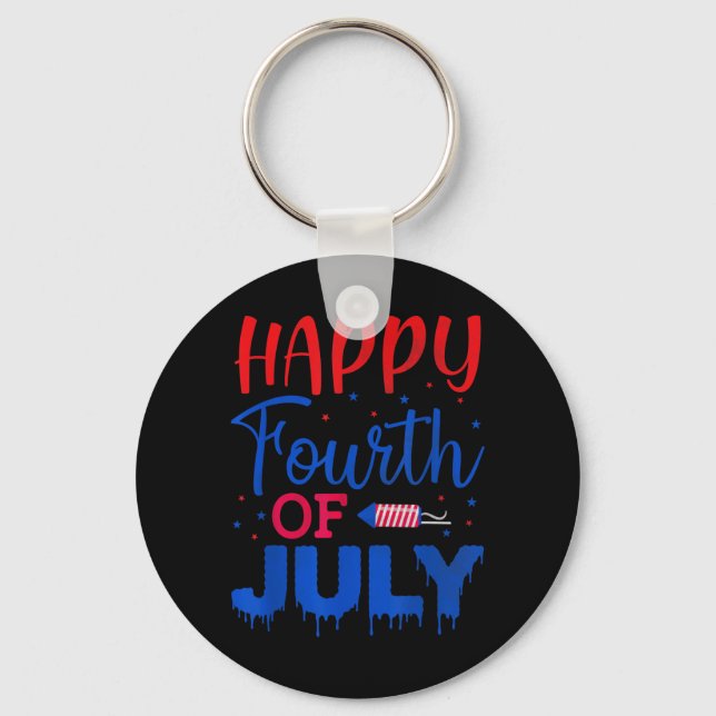 Fjärde Juli Amerikansk Flagga Självständighetsdag  Nyckelring (Framsida)