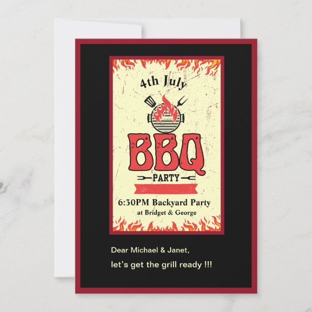 Fjärde juli backyard BBQ-fest Inbjudningar (Framsida)