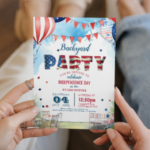 Fjärde juli: Backyard Party och Backyard Inbjudningar