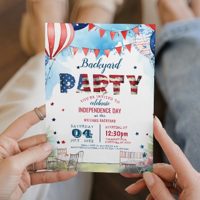 Fjärde juli: Backyard Party och Backyard Inbjudningar (Skapare uppladdad)