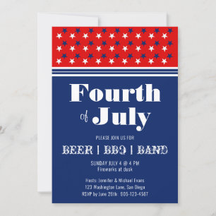 Fjärde juli BBQ Firande Rött vitt blått Inv Inbjudningar