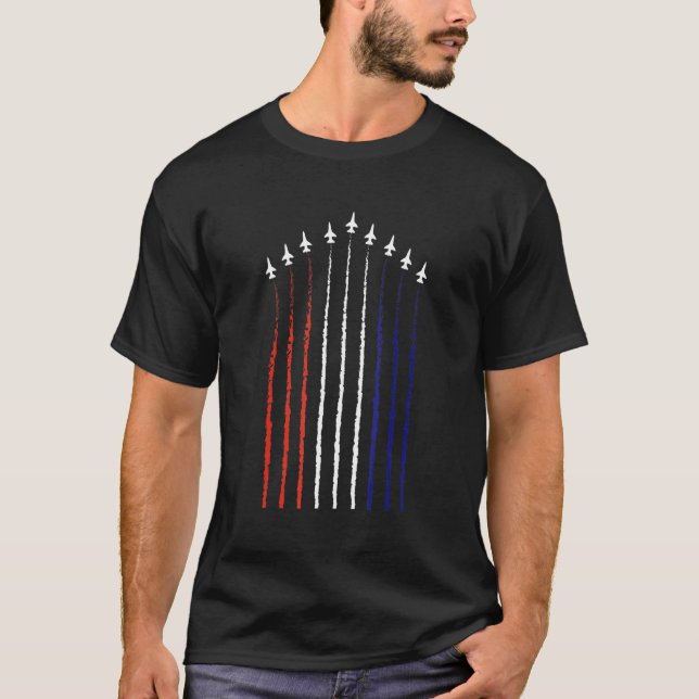 Fjärde juli: Bekämpning av Jet Rött vitt blått 4:e T Shirt (Framsida)