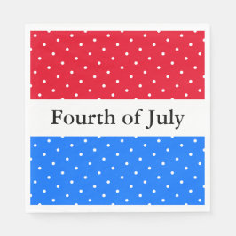 Fjärde juli Bright Rött vitt blått Rand-punkter Pappersservett