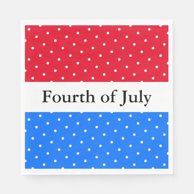 Fjärde juli Bright Rött vitt blått Rand-punkter Pappersservett (Framsidan)