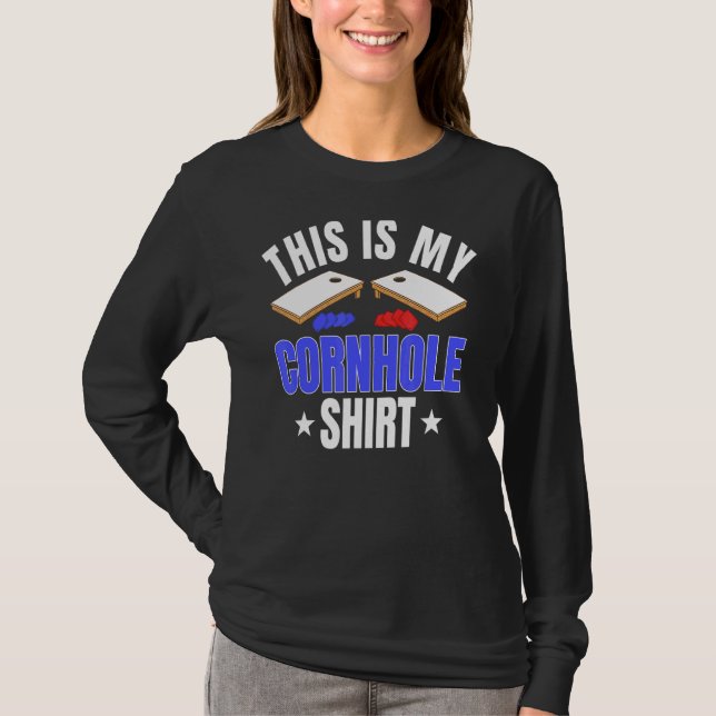 Fjärde juli Cornhole Bean Bag Toss Game T Shirt (Framsida)