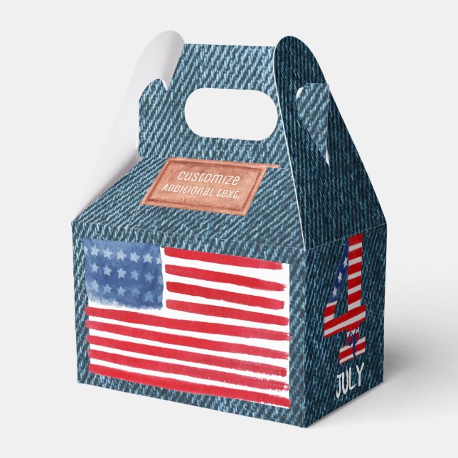 Fjärde juli: Denim Blue Favor Box Presentaskar (Framsidan Sidan)