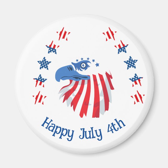 Fjärde juli Eagle och mini American flaggor Magnet (Framsidan)