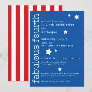Fjärde juli Fabulous Fjärde Patriotic Inbjudningar
