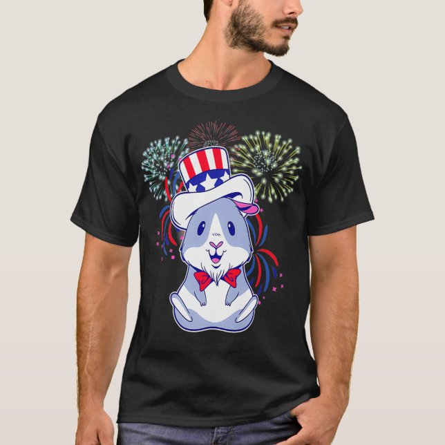 Fjärde juli Fireworks American Guinea Gris Popsi T Shirt (Framsida)