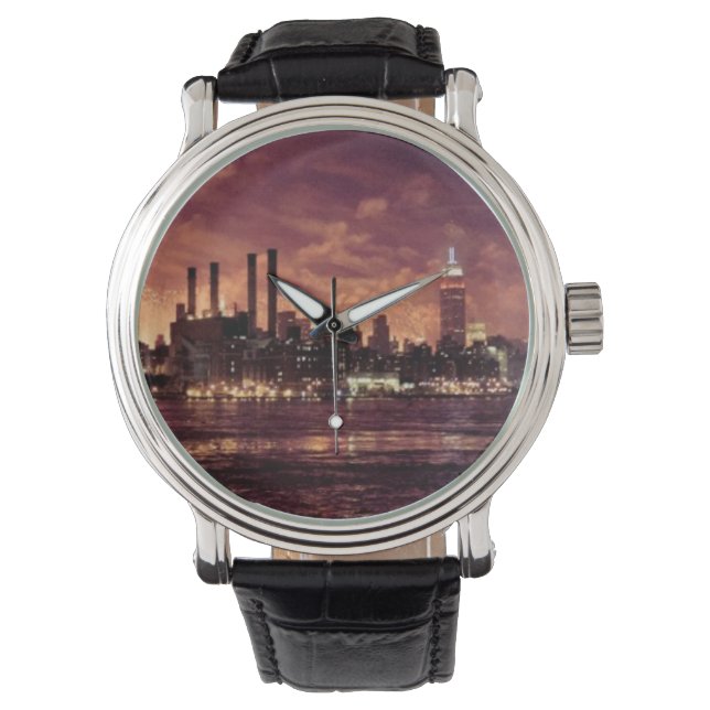 Fjärde juli Fireworks bakom Manhattan Armbandsur (Framsida)