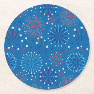 Fjärde juli-Fireworks Underlägg Papper Rund