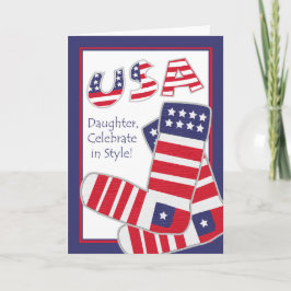 Fjärde juli för dotter, Patriotic Socks Kort