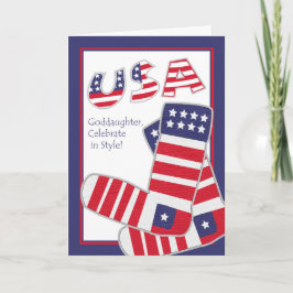 Fjärde juli för Goddotter Patriotic Socks Kort