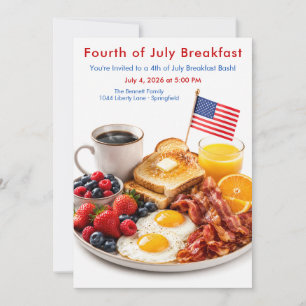 Fjärde juli-frukost - Patriotisk brunch Inbjudningar