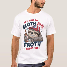 FJÄRDE JULI FUNNY SLOTH CELEBRATING T SHIRT