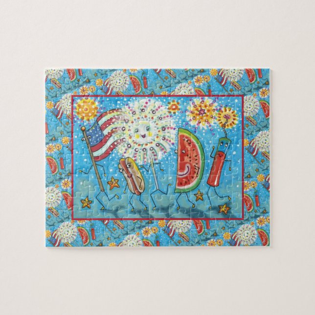 FJÄRDE JULI GANG, PARAD OCH FIREWORKS HELGDAG PUSSEL (Horisontell)