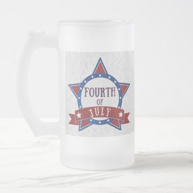 Fjärde Juli Glitter Frostat Ölglas (Vänster)