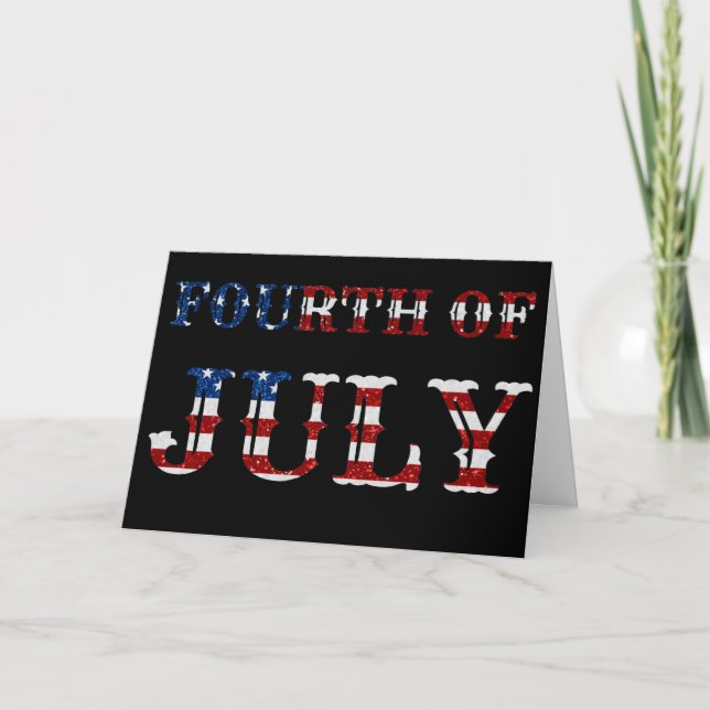 Fjärde Juli Glitterkort Kort (Framsida)