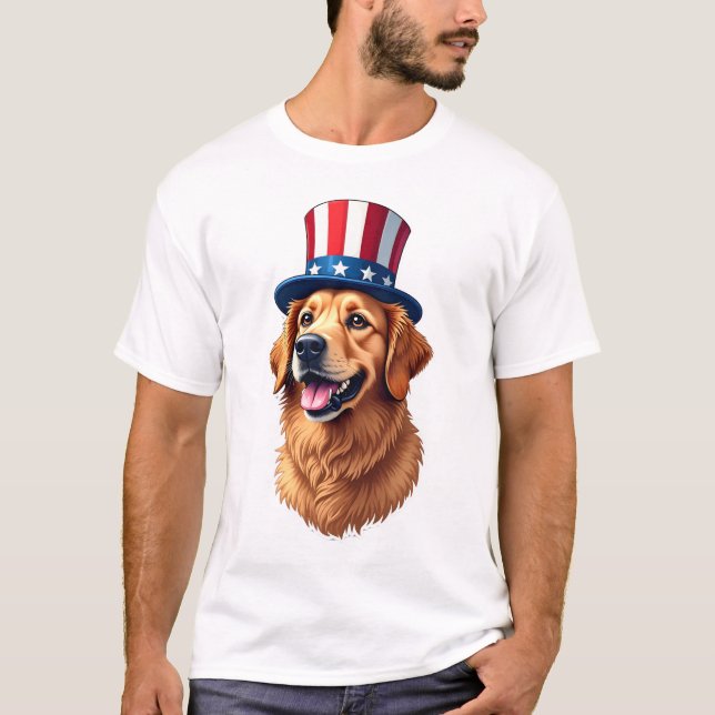 Fjärde juli Golden Retriever Vintage T-shirt (Framsida)