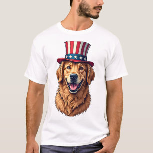 Fjärde juli Golden Retriever Vintage T-shirt 4