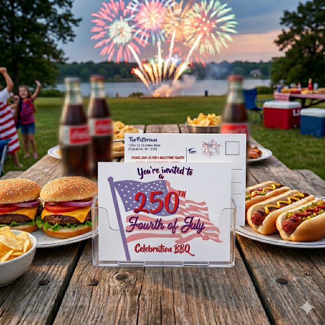 Fjärde juli grillfest inbjudan patriotisk skrift (Skapare uppladdad)