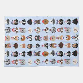 Fjärde juli Hund Ansikte Kökshandduk