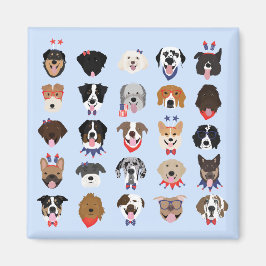 Fjärde juli Hund Ansikte Magnet