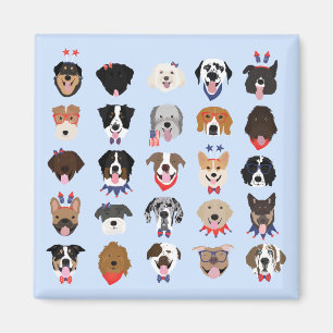 Fjärde juli Hund Ansikte Magnet