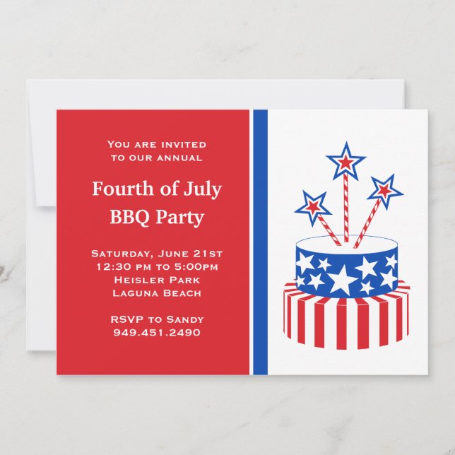 Fjärde juli i år Fireworks Party Inbjudningar (Framsida)