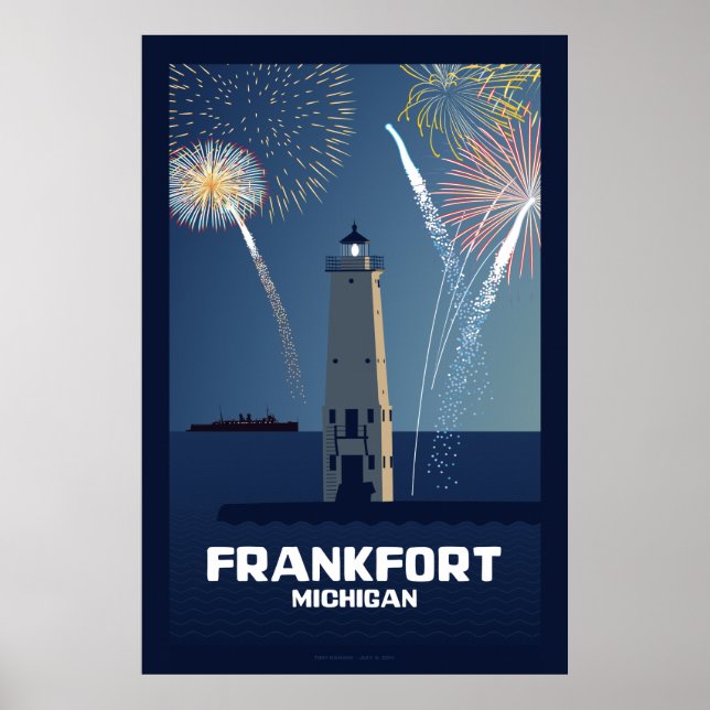 Fjärde juli i Firande, Frankfort, Michigan Li Poster (Framsidan)