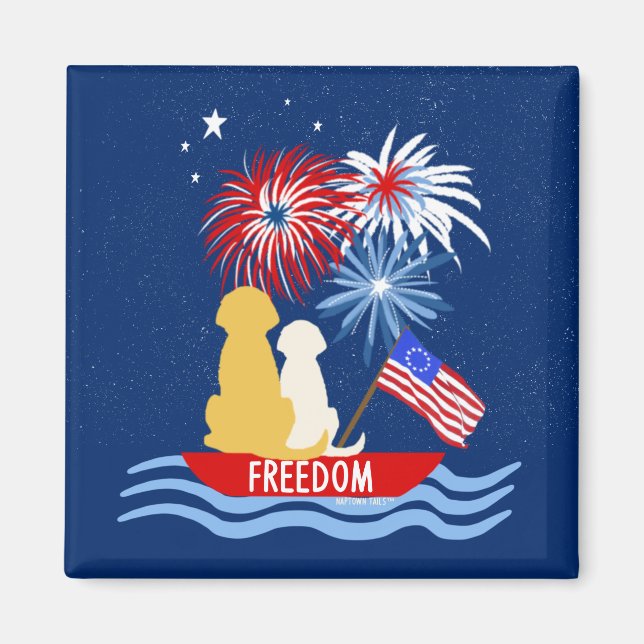 Fjärde juli i Hundar i Fireworks Magnet (Framsidan)