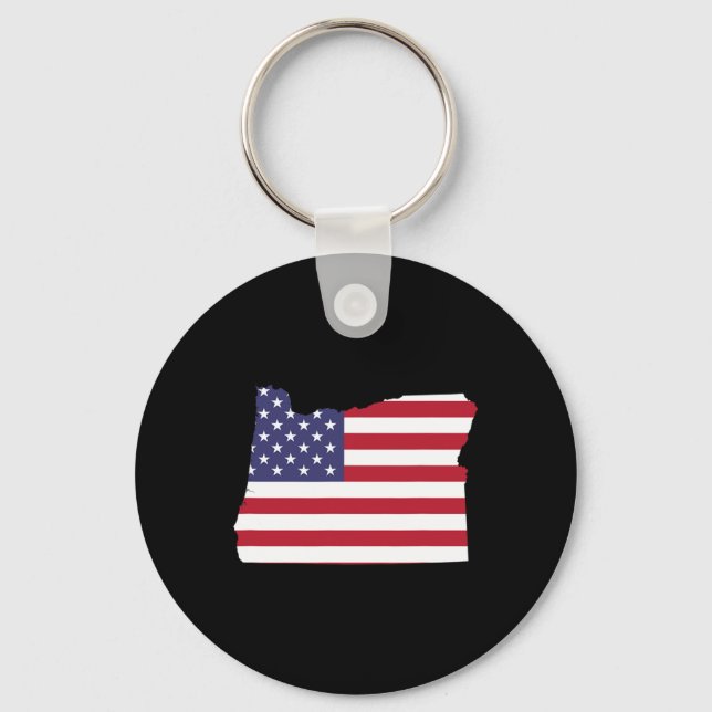 Fjärde juli i Oregon-staten Amerikanska Flagga Par Nyckelring (Framsida)