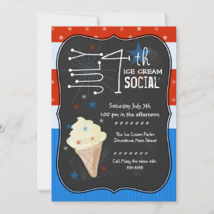 Fjärde juli Ice Cream Social Inbjudningar