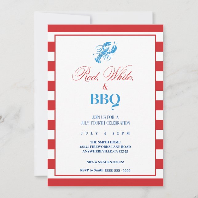 Fjärde juli-inbjudan till Independence day Inbjudningar (Framsida)
