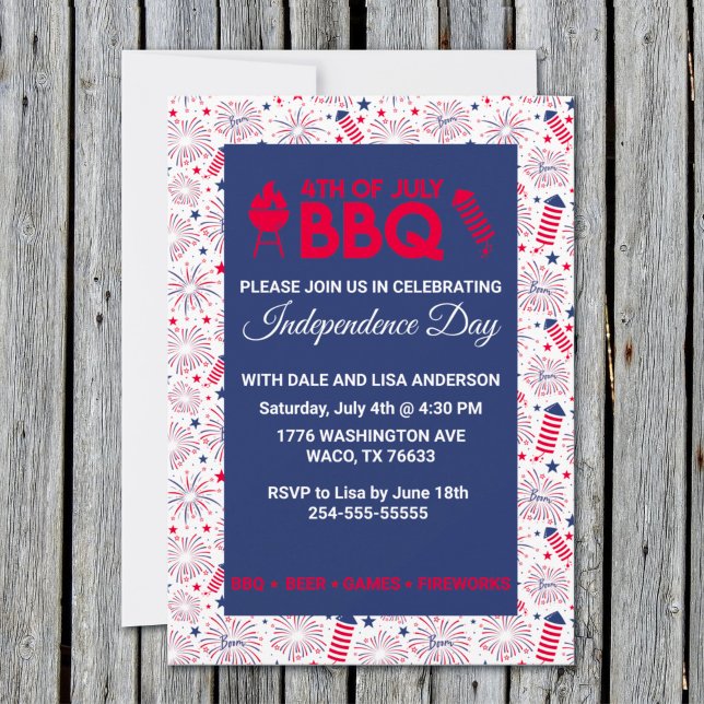 Fjärde juli-Independence day-inbjudan (Skapare uppladdad)
