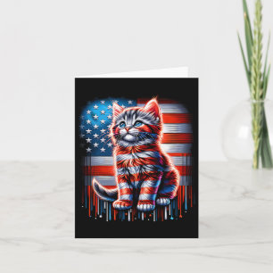 Fjärde juli katt usa flagga söt kattunge minnesdag kort