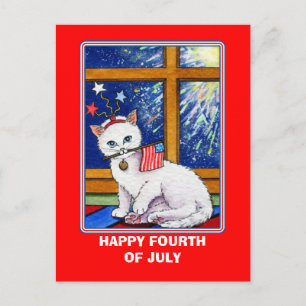 Fjärde Juli Katt Vykort