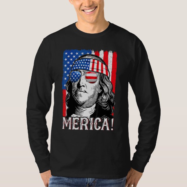 Fjärde juli: Kvinnor Ben Franklin T Shirt (Framsida)