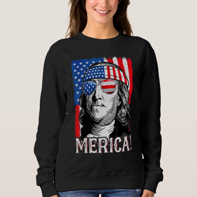 Fjärde juli: Kvinnor Ben Franklin T Shirt (Framsida)