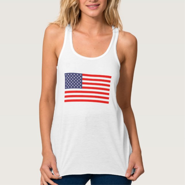 Fjärde juli: kvinnors tanktop med amerikanska flag linne med racerback  (Framsida)