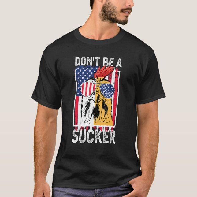 Fjärde Juli Kyckling USA Flagga Juli 4e T Shirt (Framsida)