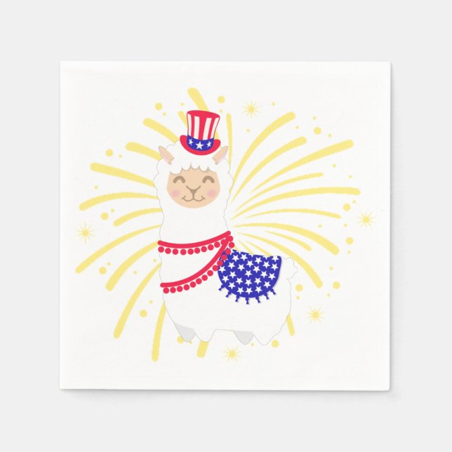 Fjärde juli Llama Pappersservett (Framsidan)