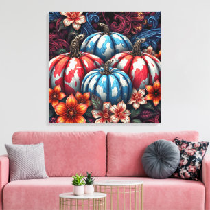 Fjärde juli månads Camo Pumpkins Canvastryck