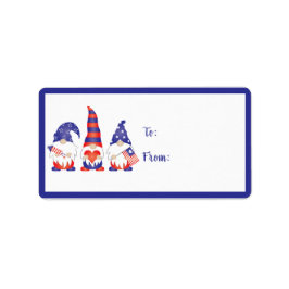 Fjärde juli månads Rött vitt blått om Gnomes Adressetikett