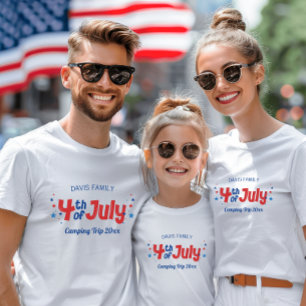 Fjärde juli-matchande familjens Rött vitt blått T Shirt