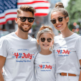 Fjärde juli-matchande familjens Rött vitt blått T Shirt