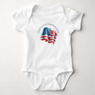 Fjärde juli Nyfödd Dräkt Amerikansk Flagga T Shirt